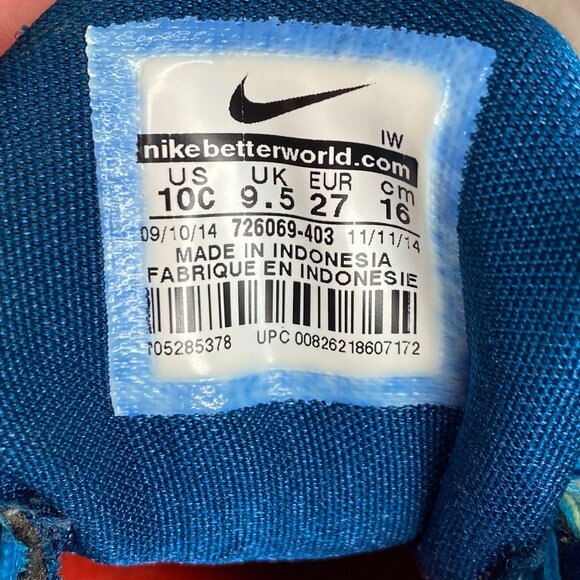 Nike 2014 Kobe Flight Sneakers In Blue Lagoon 726069-403 Toddler US Size 9c - Picture 9 of 9